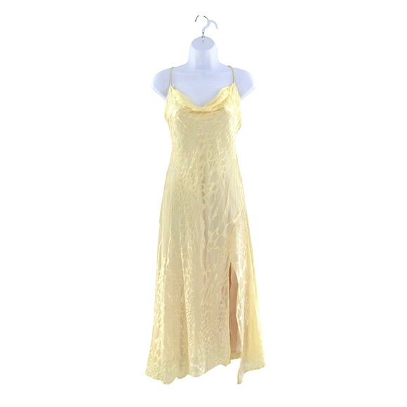 ASTR The Label Animal Print Slip Dress Women XS Yellow Fairy Party Event Holiday - Picture 2 of 16